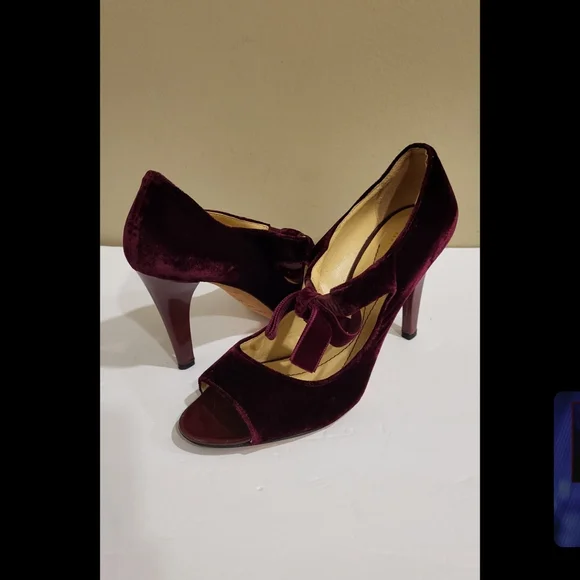 Kate Spade heel Velour Bordeaux Women's Shoes Size 8.5 - Picture 2 of 5